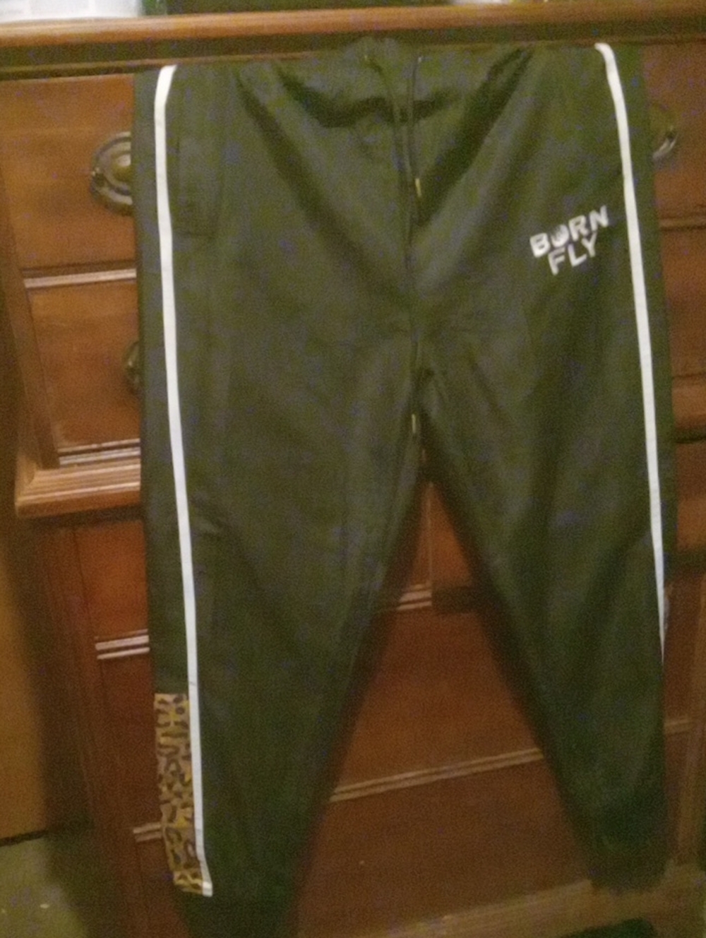 Born FLY Black Athletic Track Pants with White Piping